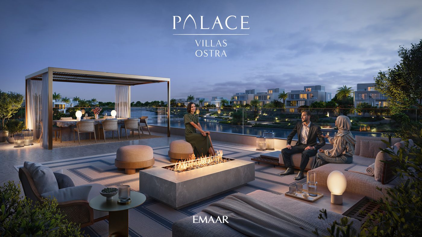 Palace Villas Ostra rooftop terrace at dusk